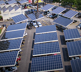 Sistema de montagem fotovoltaica de garagem